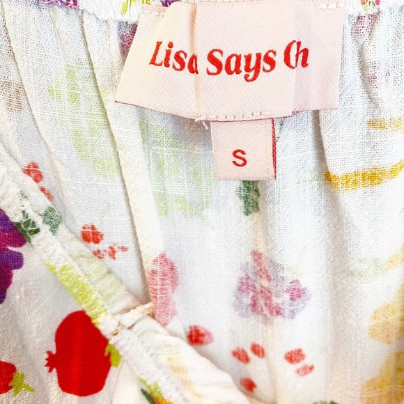 Lisa Says Gah Joni Farmers Market Fruit Food Print Maxi Dress Size Small - Picture 4 of 10